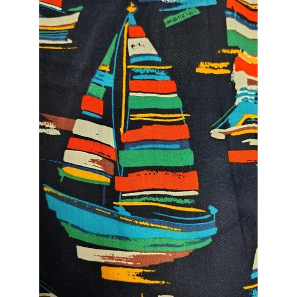 Soft Surroundings Blouse Size S Sailing Boats Design Long Sleeve Hidden Button V - Picture 6 of 11